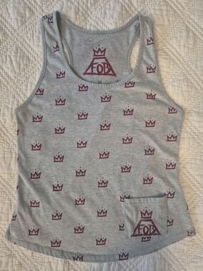 Fall Out Boy M Gray Printed Band Tank